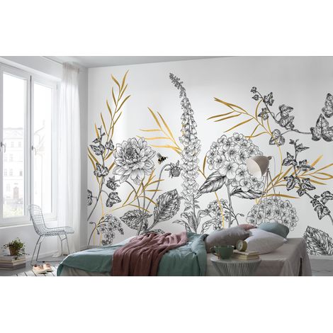 Komar – Papier peint panoramique abeille – Motif naturel – Pose simplifiée – Finition résistante – Pour salon, chambre, bureau (1/4)