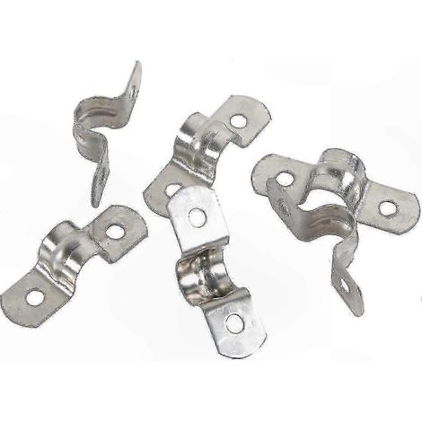 Lot de 20 colliers de serrage pour tubes en acier inoxydable 304 de 10 mm, colliers à deux trous, clips de fixation pour tubes en U, anneaux de raccordement pour tuyaux (1/5)