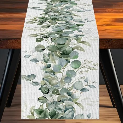 Tischläufer CCYKXA, Leinen-Sommertischläufer, 33 x 183 cm, Tischdekoration für Küche und Esszimmer, Sommerdekoration, Feiertagsparty (1/5)