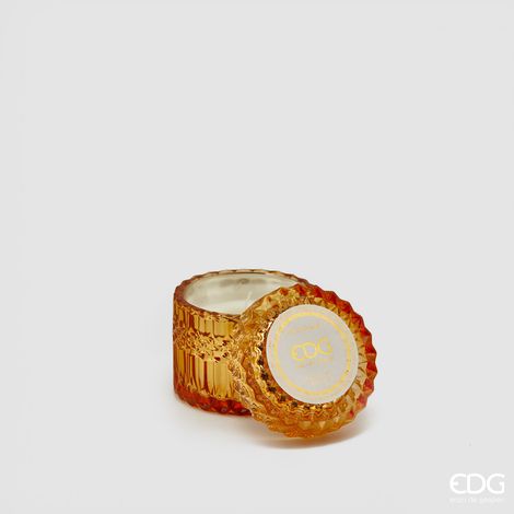 EDG Enzo De Gasperi Candela Crystal con Vaso + Scatola Regalo H 8,5 Cm D 9 Cm 160gr Ocra (1/2)