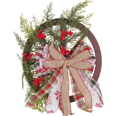 Couronne de Noël en bois, roue pour porte d'entrée, décoration intérieure et extérieure (1/5)