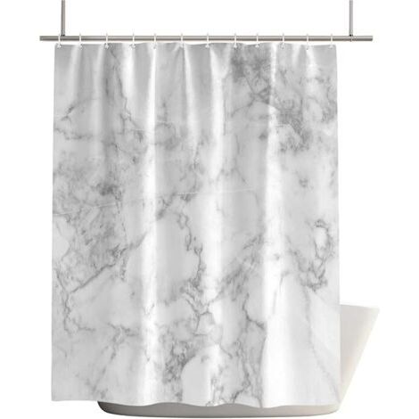 Rideaux de douche imperméables à texture de marbre moderne, pour salle de bains, ensemble de rideaux de bain en Polyester blanc Simple et généreux avec crochets