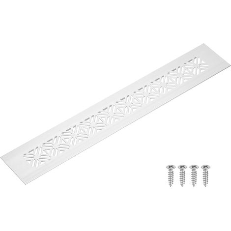 Grille de Ventilation Rectangulaire en Alliage d'Aluminium, 300x50mm Couvercle de Grille Aération Ajourée avec Vis Montage pour Porte Armoire Penderie Placard Chambre, Argenté (1/5)