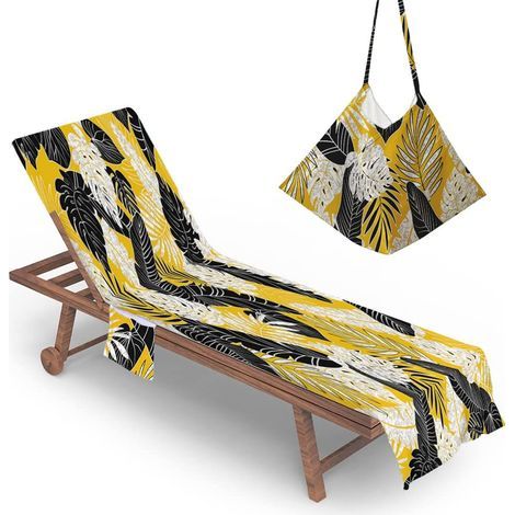 Housse de Chaise de Plage Serviette de Plage Microfibre avec Poche Latérale, Couverture de Chaise Longue de Plage pour Piscine, Bain de Soleil, Vacances (75x210cm,YT3332) (1/5)