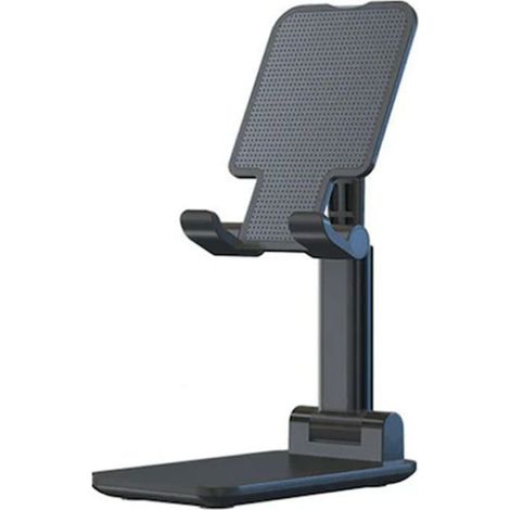 Support pour téléphone/tablette, ABS/Silicone, réglable en hauteur, pliable, 110x110x65mm, noir