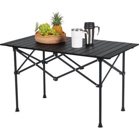 Relaxdays Campingtisch, faltbarer Beistelltisch, HBT 55 x 95 x 53 cm, Camping & Picknick, Klapptisch Stahl, schwarz