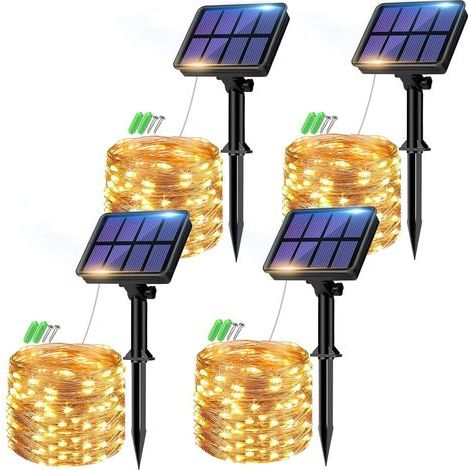 4er-Set Solar-Lichterketten, 32 m, 320 LEDs, wasserdicht, 8 Modi, Garten, Terrasse, Weihnachten (1/5)