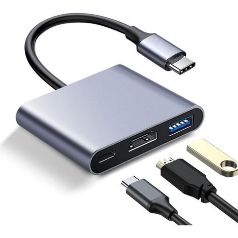 Adaptateur multiport USB C vers HDMI – 4K 30Hz – USB 3.0 5 Gbit/s – Charge rapide 60W – Compatible iPad Pro, MacBook, Samsung, Chromebook (1/5)