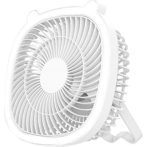 1 Ventilateur portable, Vitesse réglable, Fonction lanterne LED, Autonomie 3 à 14 heures, Pour camping et voyage (1/5)