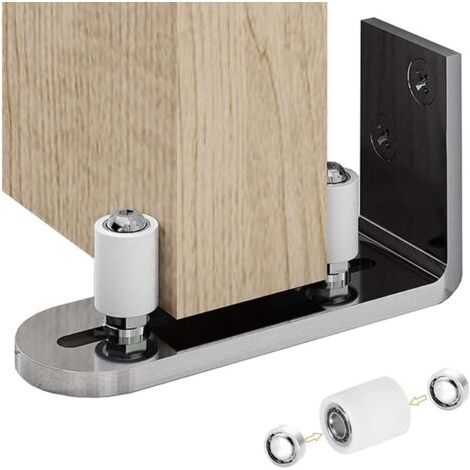 Ajustable Guide de Plancher Mur/porte Guide Inférieur Pour Porte en Bois Coulissante, Argenté (1/5)