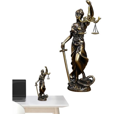 Figurine de résine Lady Justice, Goddess of Justice Desk Statue  with Scales  Blindfolded Justice Sculpture for Lawyer, Law Student, Desk and Bookshelf Decor (1/5)