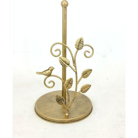 Gold Bird Paper Towel Holder Vintage Brass Elegant Stainless Steel Kitchen Paper Towel Roll Dispenser (1/5)