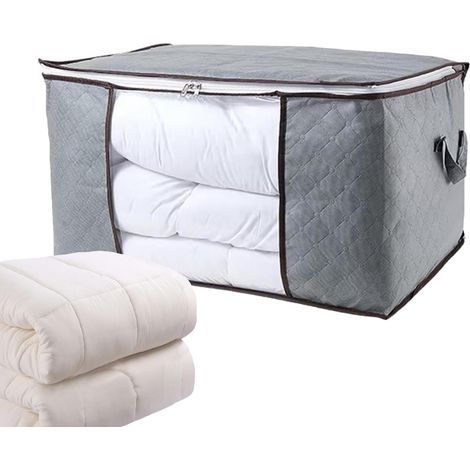 Sac De Rangement Pour Couette - Boite Rangement Vetement Pliable - Grand Sac De Rangement Sous Lit Housse De Rangement Pour Couette Vêtements Édredons Couvertures Oreillers, Gris (1/5)