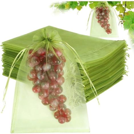 Lot de 20 sacs protection fruits – 20x30 cm, filet cordon – Anti-insectes, oiseaux – Verger, jardin (1/5)