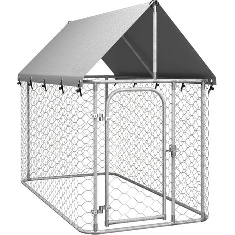 Chenil d'extérieur, Enclos Parc Cage pour animaux avec toit 200x100x150 cm LKF54307 (1/5)