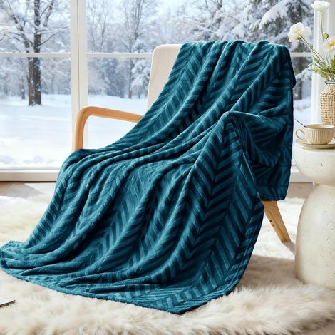 Manta polar con estampado de espiga y diseño de flotilla de ballenas, 130 x 150 cm, manta para sofá, manta de franela suave y cálida para cama, color azul. (1/4)