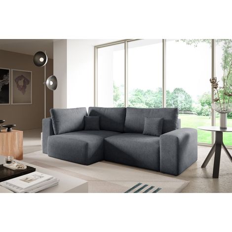 Ecksofa Schlafsofa Sofa ARONA in Stoff Centaur Dunkelgrau Ottomane Links (1/5)