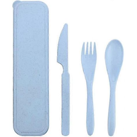 Ensemble de couverts de voyage avec étui, couverts en plastique réutilisables (fourchettes, cuillères), ensemble de couverts de camping portables pour adultes, idéal pour les voyages, les pique-niques (1/5)