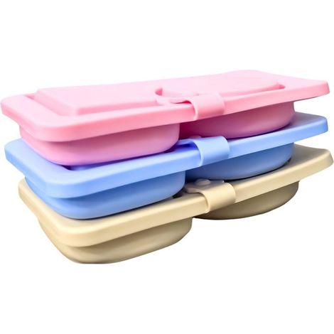 Boîte à bento pliable, 2 compartiments, compatible micro-ondes et (1/5)