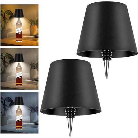 2er-Pack Weinflaschenlampen, 2026 Neue 3-farbige wiederaufladbare kabellose Flaschenlampen, Flaschenlampen-Set für Spirituosenflaschen mit Touch-Dimmfunktion für Partys, Restaurants und Heimdekoration (1/5)