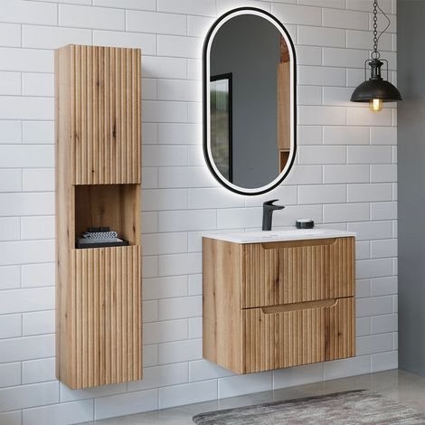 Waschtisch-Set mit Einbauwaschbecken (60 cm), 2 Schubladen und Hochschrank „Riva Bois“ (1/5)