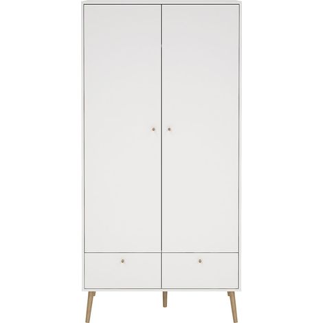 Bodo Kleiderschrank 200x99x58cm, 2 Türen, 2 Schubladen weiß.