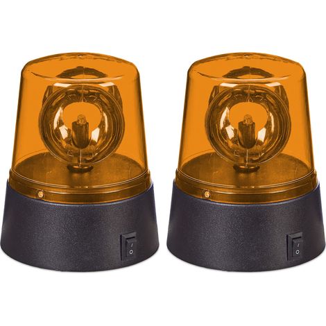 Set di 2 lampade lampeggianti decorative rotanti per feste 15 x 10 x 10 cm in plastica arancione 130016994