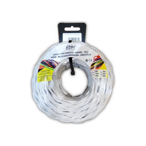 Tresse textile parallèle 3x2,5mm white 25mts.