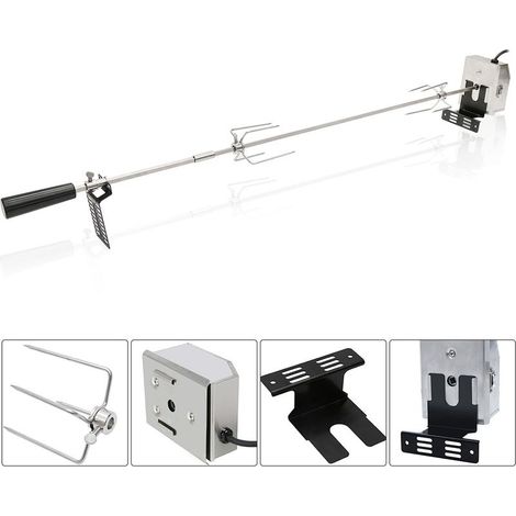 brochettes de barbecue 117cm avec 2 broches à viande et moteur en acier inoxydable 220V tournebroche rôtissoire électrique (1/5)
