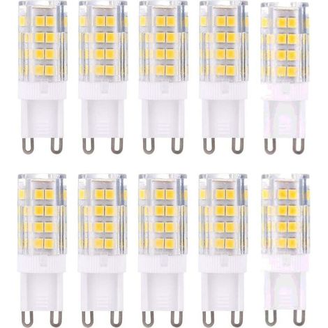 Ampoules LED G9, 5W Equivalent 40W Halogène Lampe Blanc 6000K Sans Scintillement Économie d'énergie Non Dimmable (Lot de 10) [Classe énergétique E] (1/4)