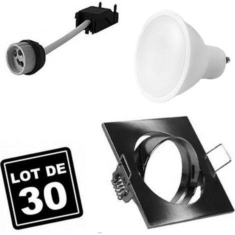Lotto di 30. Illuminazione da incasso per interni 7W 6000K Luce fredda. GU10 LED Anello da incasso regolabile e inclinabile + lampadina LED + portalampada classe 2 (Clip-On) (1/2)
