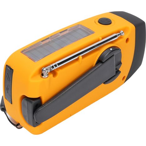 Radio de secours solaire manivelle recharge Type-C, poste AM FM portable, batterie 2000mAh, alarme SOS lampe 3 LED pour coupure courant camping randonnée orange version europe (1/5)