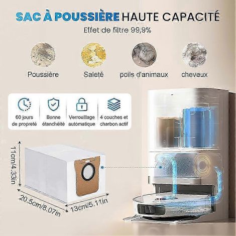 Accessoire pour aspirateur robot Xiaomi X20+ : brosse latérale principale, filtre HEPA, lingette de nettoyage, sacs à poussière (édition de remplacement 0709) (1/4)