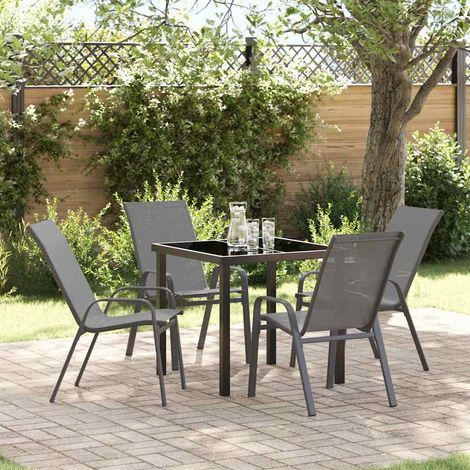 vidaXL Garten Essgruppe 5 pcs Grau Textilene und Stahl (1/5)