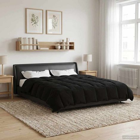 vidaXL Duvet d'hiver Matelassé Noir 220 x 260 cm Microfibre