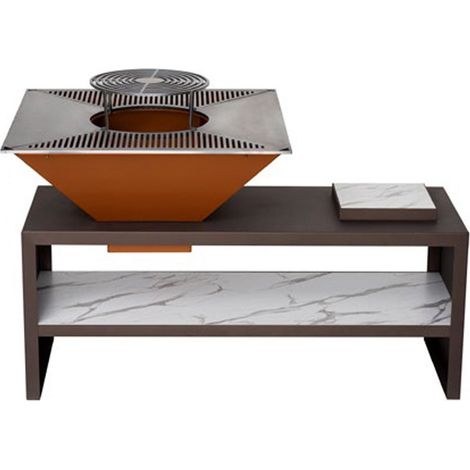 Barbacoa de diseño Barbacoa carbón y leña Asador de carne Barbacoa leña profesional Barbacoa de hierro Parrilla asado argentino Con mesa grande Con mesa grande