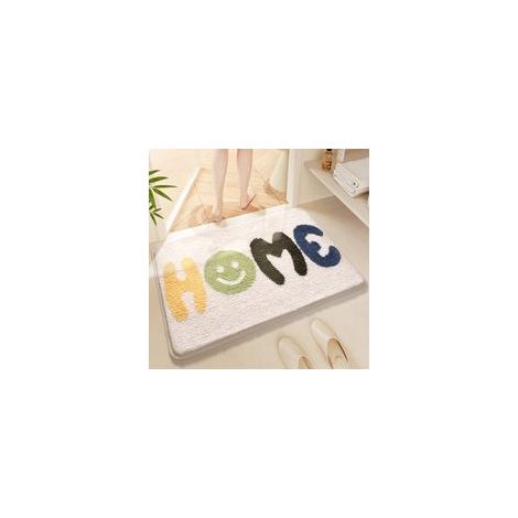Tapis en microfibre beige antidérapant, doux et absorbant — (1/5)