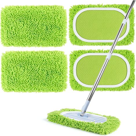 CSPARKV 4 Packs Reusable Mop Pads for Swiffer Sweeper, Reusable Mop Pads, Reusable Mop Pad, Replacement Mop - Green