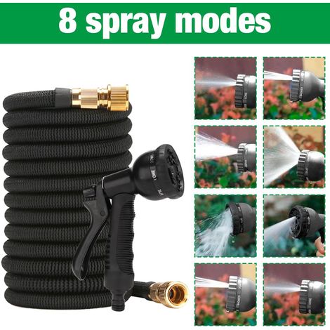 Tubo da giardino estensibile, tubo da giardino flessibile da 15 m/50 piedi, tubo dell'acqua estensibile, con 8 modalità, per annaffiare, pulire, irrigare, lavare l'auto (1/4)