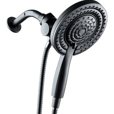 Matte Black 2-in-1 Dual Shower Head Combo - High Pressure Rainfall Top Spray and Handheld Wand Set - 59" Anti-Twist Hose - Multi-Function Pressure Balanced Shower System for Bathroom (Matte Black) (1/5)