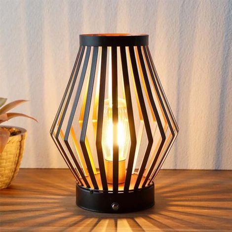 Kabellose schwarze LED-Laterne im Retro-Stil mit Edison-Glühbirne – Kerzenähnliche Ambiente-Dekoration für Hochzeiten, Weihnachten, Gärten, Innen- und Außenbereich (1/5)