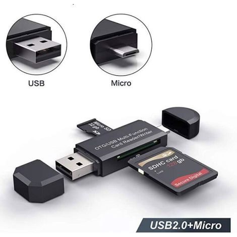 Lecteur De Carte SD - USB 2.0 - Compatible Micro SD TF MMC - Pour Ordinateur PC Portable - 1 Pièce (1/5)