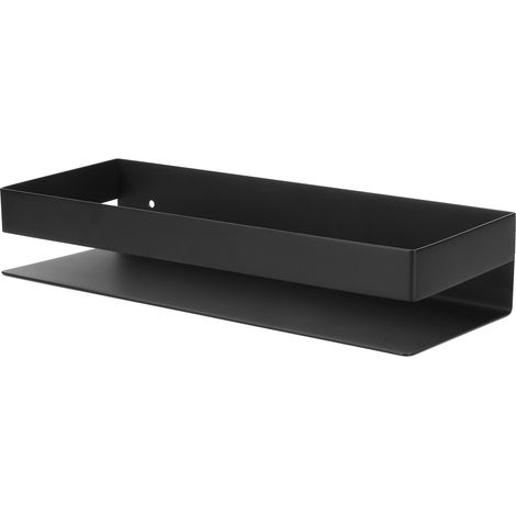 Étagère murale noire mate 30cm, acier inoxydable, rangement salle de bain et cuisine, support robuste pour maison, étagère de douche (1/5)