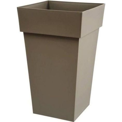 Pot De Fleurs - Carré - 39 X 39 X H 65 Cm - 62 L - Extérieur Et Intérieur - Taupe (1/5)