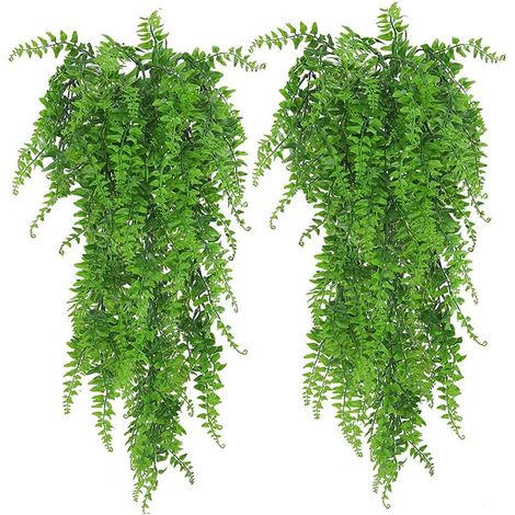 RHAFAYRE 2 Pièces Plantes Suspendues en Plastique, Plantes Artificielles, Plante Suspendue Artificielle pour Balcon, Jardin, Décoration Murale, Guirlande de Mariage (Vert) (1/5)