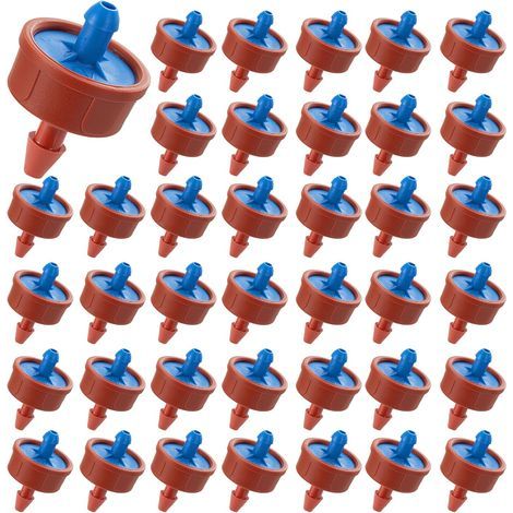 Lot de 60 têtes émettrices de goutte à goutte à compensation de pression 2 l/h pour tuyau d'arrosage de 1/4" pour pots de jardin, systèmes d'irrigation des plantes