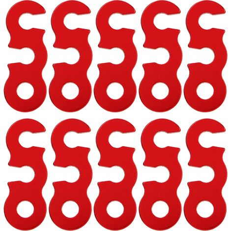 Set mit 10 Seilspannern aus Aluminiumlegierung, einfach zu bedienen und sicher zu befestigen. Ideales Zubehör für Camping, Wandern und Zelte (rot). (1/5)