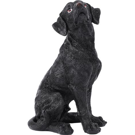 Statue de Chien en Résine Décorative, Cute Puppy Waterproof Anti-Fade Figurine Noir pour Home Outdoor Tabletop (1/5)