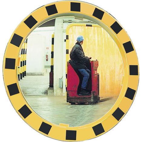 Miroir de sécurité/circulation D.600 mm plastique jaune /noir pour 2 directions 11 m (1/4)