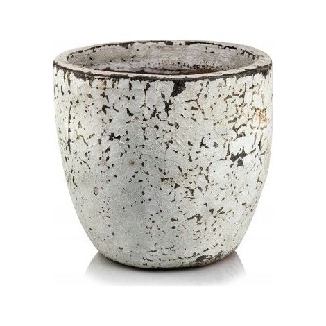 Vaso da fiori in ceramica con coperchio rotondo, stile vintage, bianco sporco, 29 cm